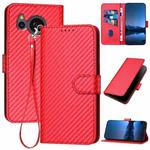 For Sharp Aquos Sense8 YX0070 Carbon Fiber Buckle Leather Phone Case with Lanyard(Red)