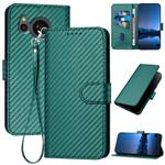 For Sharp Aquos Sense8 YX0070 Carbon Fiber Buckle Leather Phone Case with Lanyard(Dark Green)