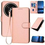 For Sharp Aquos R9 Pro YX0070 Carbon Fiber Buckle Leather Phone Case with Lanyard(Pink)