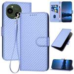 For Sharp Aquos R10 YX0070 Carbon Fiber Buckle Leather Phone Case with Lanyard(Light Purple)