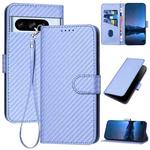 For Google Pixel 8 Pro YX0070 Carbon Fiber Buckle Leather Phone Case with Lanyard(Light Purple)