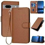 For Google Pixel 7a YX0070 Carbon Fiber Buckle Leather Phone Case with Lanyard(Coffee)