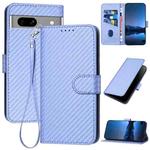 For Google Pixel 7a YX0070 Carbon Fiber Buckle Leather Phone Case with Lanyard(Light Purple)