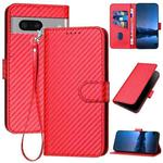 For Google Pixel 7 YX0070 Carbon Fiber Buckle Leather Phone Case with Lanyard(Red)