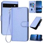 For Google Pixel 6a YX0070 Carbon Fiber Buckle Leather Phone Case with Lanyard(Light Purple)