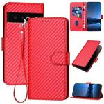 For Google Pixel 6 Pro YX0070 Carbon Fiber Buckle Leather Phone Case with Lanyard(Red)