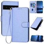 For Google Pixel 6 Pro YX0070 Carbon Fiber Buckle Leather Phone Case with Lanyard(Light Purple)