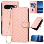 For Google Pixel 10 Pro XL YX0070 Carbon Fiber Buckle Leather Phone Case with Lanyard(Pink)