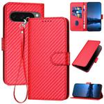 For Google Pixel 10 / Pixel 10 Pro YX0070 Carbon Fiber Buckle Leather Phone Case with Lanyard(Red)