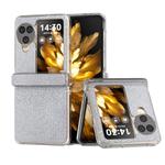 For OPPO Find N3 Flip  Three Parts Transparent Frame Diamond Phone Case(Silver)