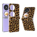 For Huawei Pocket 2 Three Parts Frosted Transparent Frame Leopard Pattern Phone Case(Leopard Print)