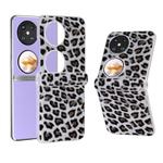 For Huawei Pocket 2 Three Parts Frosted Transparent Frame Leopard Pattern Phone Case(Silver Leopard)