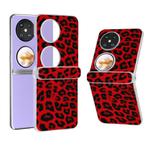 For Huawei Pocket 2 Three Parts Frosted Transparent Frame Leopard Pattern Phone Case(Red Leopard)
