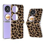 For Huawei Pocket 2 Three Parts Frosted Transparent Frame Leopard Pattern Phone Case(Gold Leopard)