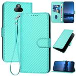 For Sony Xperia 20 / Xperia 8 YX0070 Carbon Fiber Buckle Leather Phone Case with Lanyard(Light Blue)