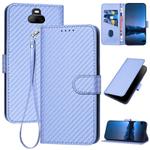 For Sony Xperia 20 / Xperia 8 YX0070 Carbon Fiber Buckle Leather Phone Case with Lanyard(Light Purple)