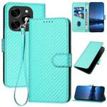 For Tecno Spark 20 YX0070 Carbon Fiber Buckle Leather Phone Case with Lanyard(Light Blue)