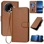 For Tecno Camon 30 Pro YX0070 Carbon Fiber Buckle Leather Phone Case with Lanyard(Coffee)