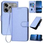 For Tecno Pova 6 Pro YX0070 Carbon Fiber Buckle Leather Phone Case with Lanyard(Light Purple)