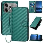 For Tecno Pova 6 Pro YX0070 Carbon Fiber Buckle Leather Phone Case with Lanyard(Dark Green)
