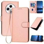 For Tecno Spark 30 4G YX0070 Carbon Fiber Buckle Leather Phone Case with Lanyard(Pink)