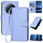 For Tecno Camon 40 Premier YX0070 Carbon Fiber Buckle Leather Phone Case with Lanyard(Light Purple)