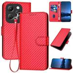 For Infinix Hot 40 / Hot 40 Pro 4G YX0070 Carbon Fiber Buckle Leather Phone Case with Lanyard(Red)