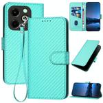 For Infinix Hot 40i YX0070 Carbon Fiber Buckle Leather Phone Case with Lanyard(Light Blue)