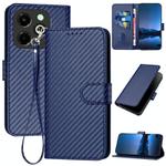 For Infinix Hot 40i YX0070 Carbon Fiber Buckle Leather Phone Case with Lanyard(Royal Blue)