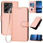 For Infinix Note 30 4G YX0070 Carbon Fiber Buckle Leather Phone Case with Lanyard(Pink)