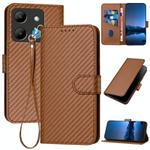 For Infinix Smart 7 YX0070 Carbon Fiber Buckle Leather Phone Case with Lanyard(Coffee)