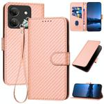 For Infinix Smart 7 HD YX0070 Carbon Fiber Buckle Leather Phone Case with Lanyard(Pink)