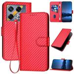 For Infinix GT 20 Pro YX0070 Carbon Fiber Buckle Leather Phone Case with Lanyard(Red)