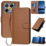 For Infinix GT 20 Pro YX0070 Carbon Fiber Buckle Leather Phone Case with Lanyard(Coffee)