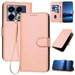 For Infinix Note 40 4G YX0070 Carbon Fiber Buckle Leather Phone Case with Lanyard(Pink)