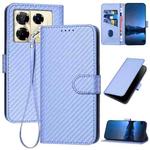 For Infinix Note 40 Pro 4G / 5G YX0070 Carbon Fiber Buckle Leather Phone Case with Lanyard(Light Purple)