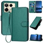 For Infinix Note 40 Pro 4G / 5G YX0070 Carbon Fiber Buckle Leather Phone Case with Lanyard(Dark Green)