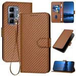 For Infinix Hot 50 Pro+ 4G YX0070 Carbon Fiber Buckle Leather Phone Case with Lanyard(Coffee)