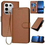 For Infinix Note 50 4G / Note 50 Pro 4G YX0070 Carbon Fiber Buckle Leather Phone Case with Lanyard(Coffee)