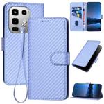 For Infinix Note 50 4G / Note 50 Pro 4G YX0070 Carbon Fiber Buckle Leather Phone Case with Lanyard(Light Purple)