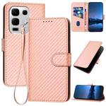 For Infinix Note 50x YX0070 Carbon Fiber Buckle Leather Phone Case with Lanyard(Pink)