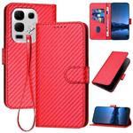 For Infinix Note 50s YX0070 Carbon Fiber Buckle Leather Phone Case with Lanyard(Red)