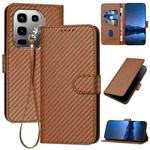 For Infinix Note 50 Pro+ YX0070 Carbon Fiber Buckle Leather Phone Case with Lanyard(Coffee)