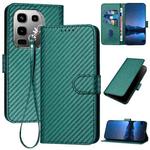 For Infinix Note 50 Pro+ YX0070 Carbon Fiber Buckle Leather Phone Case with Lanyard(Dark Green)