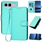 For Infinix Smart 10 Plus 4G YX0070 Carbon Fiber Buckle Leather Phone Case with Lanyard(Light Blue)