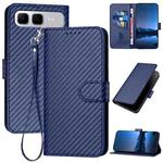 For Infinix Smart 10 Plus 4G YX0070 Carbon Fiber Buckle Leather Phone Case with Lanyard(Royal Blue)