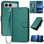 For Infinix Smart 10 Plus 4G YX0070 Carbon Fiber Buckle Leather Phone Case with Lanyard(Dark Green)