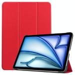 For iPad Air 13 2024 / 2025 Custer Pure Color 3-Fold Holder Smart Leather Tablet Case(Red)