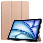 For iPad Air 13 2024 / 2025 Custer Pure Color 3-Fold Holder Smart Leather Tablet Case(Rose Gold)