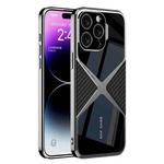 For iPhone 14 Pro Max GKK Leather Electroplating Supersonic Speed Shockproof Phone Case(Carbon Fibre)